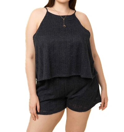 Shop Curvy Girl Midnight Song Layered Romper In Navy In Grey