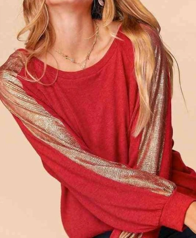 Shop Haptics Plus Sweater In Red And Gold
