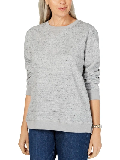 Shop Karen Scott Sport Womens Fleece Crewneck Sweatshirt In Grey