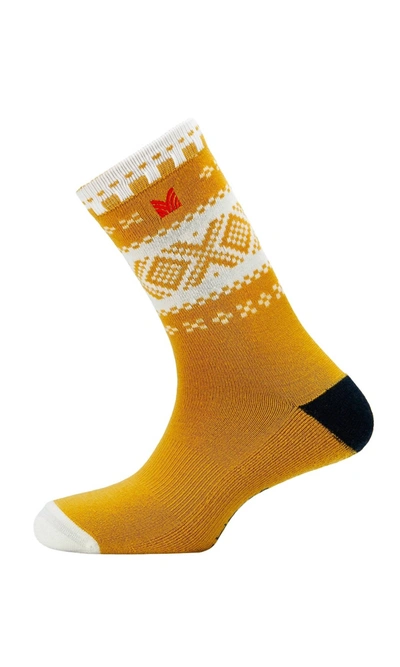 Shop Dale Of Norway Cortina Crew Socks In Mustard Off White Dark Charcoal In Yellow