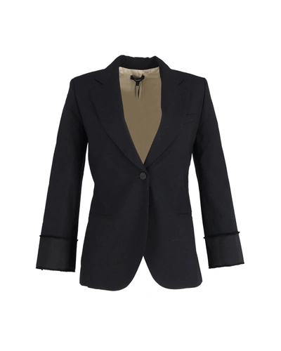 Shop Theory Single-breasted Blazer Jacket In Black Recycled Wool