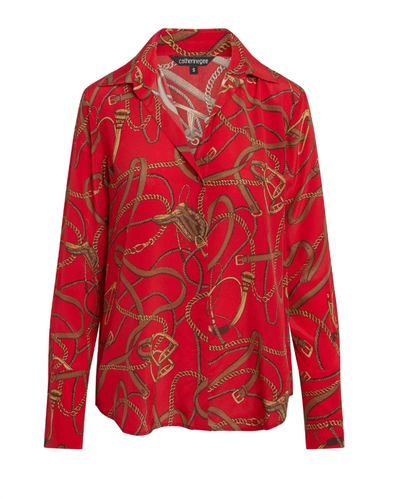 Shop Catherine Gee Women's French Cuff Daria Blouse In Palermo In Red