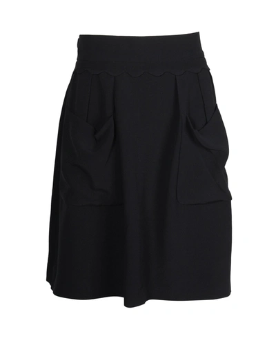 Shop Miu Miu A-line Mini Skirt In Navy Blue Acetate In Black