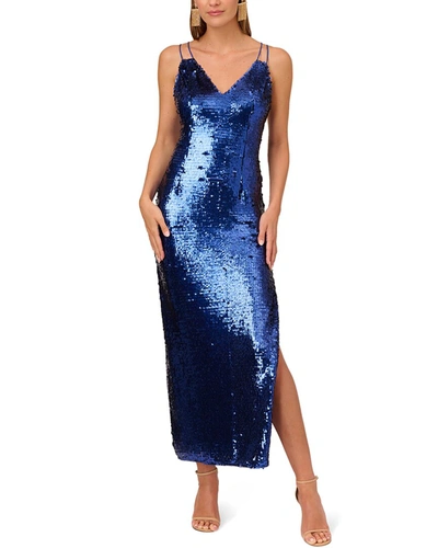 Shop Liv Foster Sequin V-neck Column Gown In Blue