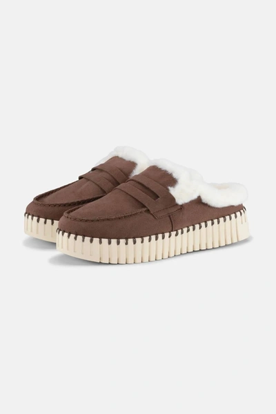 Shop Ilse Jacobsen Faux Fur Tulip Slippers In Choco In Brown