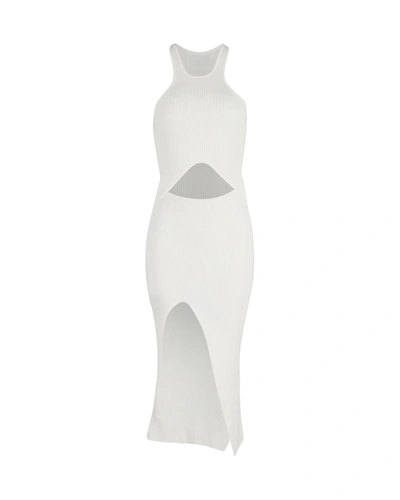 Shop Self-portrait Cut-out Halter Midi Dress In White Viscose