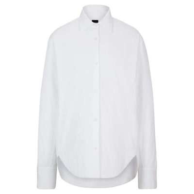 Shop Hugo Boss Oversize, Padded Cotton-poplin Shirt Jacket In White