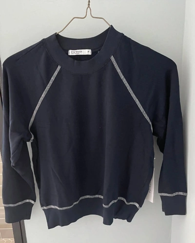 Shop Stateside Softest Fleece Shrunken Sweatshirt With Contrast In New Navy In Black