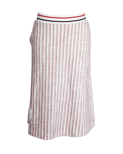 Shop Thom Browne Striped Midi Skirt In Multicolor Cotton In White