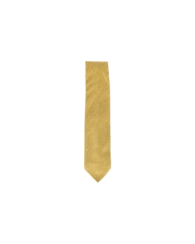 Shop Loro Piana Textured Tie In Yellow Wool