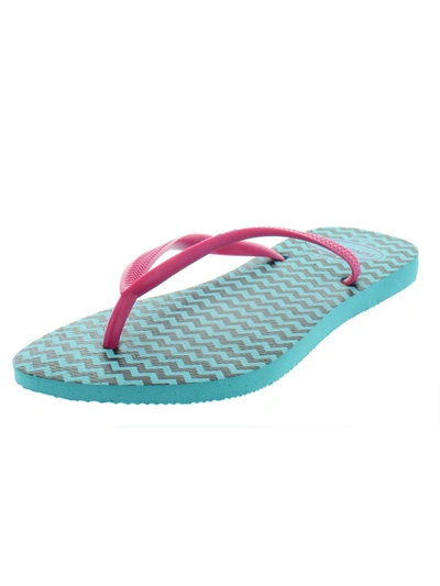 Shop Havaianas Slim Logo Pop Up Womens Signature Sandals Flip-flops In Blue