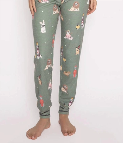 Shop Pj Salvage Pant With Dogs In Olive-multi In Green
