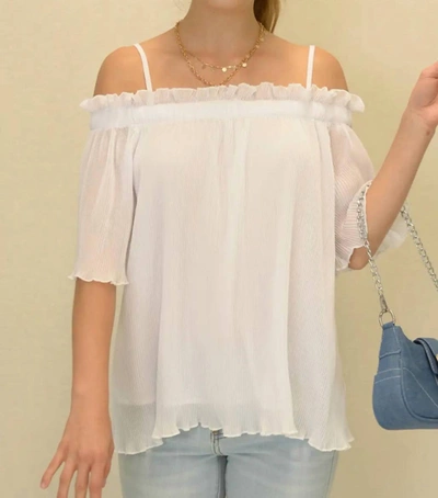 Shop Esley Collection Rhonda Off-shoulder Top In White In Beige