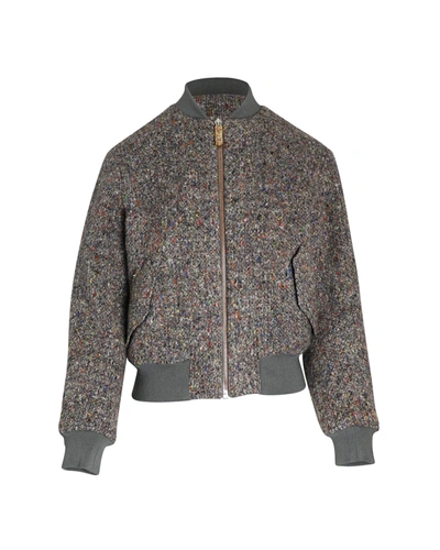 Shop Acne Studios Knit Bomber Jacket In Grey Wool