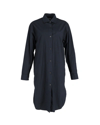Shop Dries Van Noten Shirt Dress In Navy Blue Polyester