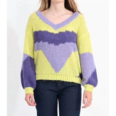 Shop Lili Sidonio Do It All Again Sweater In Lime Yellow In Purple