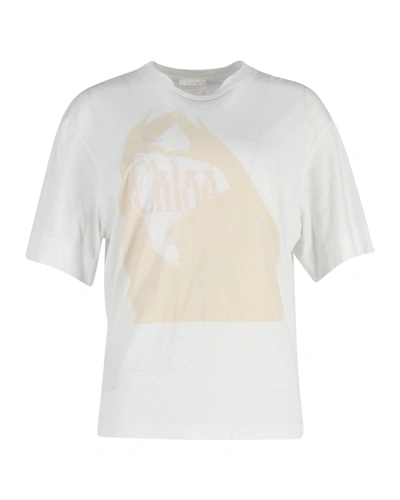 Shop Chloé Logo-print T-shirt In White Cotton