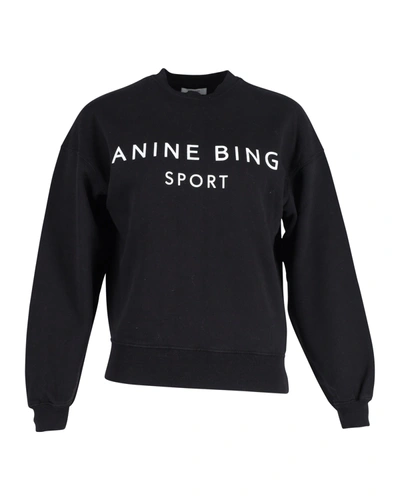 Shop Anine Bing Evan Logo-print Sweatshirt In Black Cotton