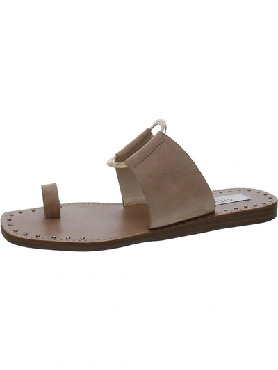 Shop Steven New York Harrah Womens Suede Toe Loop Slide Sandals In Beige