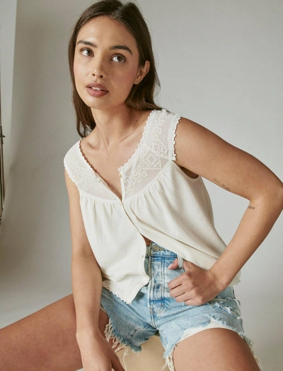 Lucky Brand Women's Geo Embroidered Tank In Multi