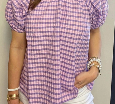 Shop Never A Wallflower Check Top In Pink/purple