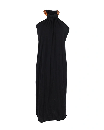 Shop Jil Sander Beaded Strap Halter Dress In Black Cotton
