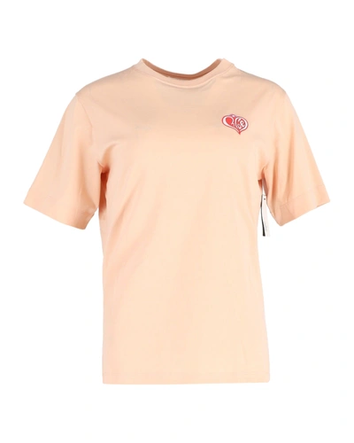 Shop Chloé Chloe Heart Logo T-shirt In Peach Cotton In Pink