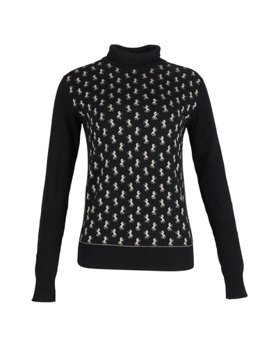 Shop Chloé Metallic Intarsia Turtleneck Sweater In Black Wool