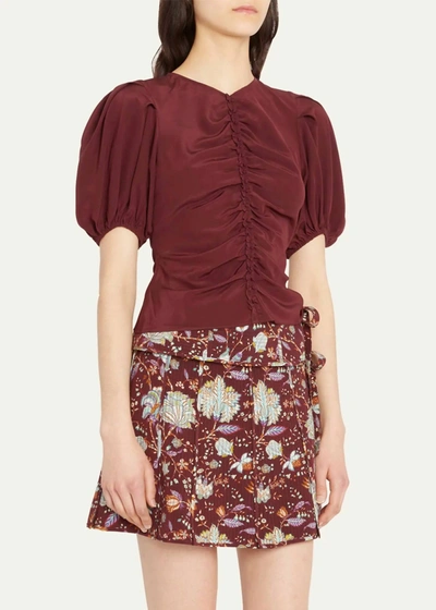 Shop Ulla Johnson Elise Top In Mahogany In Red