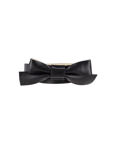 Shop Alice By Temperley Belt With Removable Bow In Black Leather