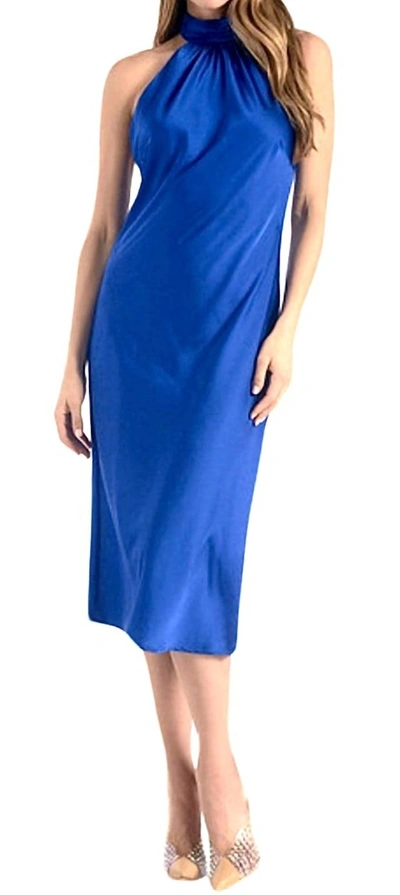 Shop Elan Midi Halter Dress In Indigo In Blue