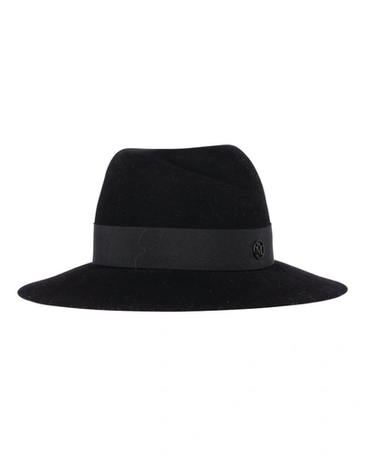 Shop Maison Michel Fedora Hat In Black Wool