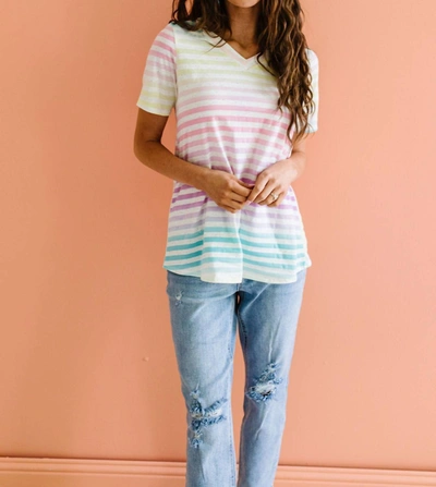 Shop Now N Forever Striped V-neck Tee In Burnout Pastel In White