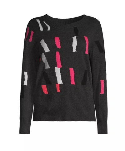 Nic + Zoe Falling Stripes Cotton Blend Sweater In Black