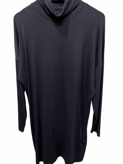 Shop Isle By Melis Kozan Shift Turtleneck Dress In Black In Blue