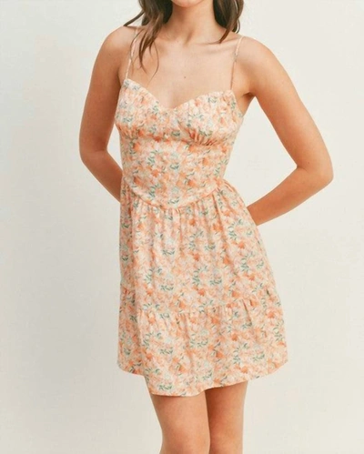 Shop Lush Lauren Floral Corset Mini Dress In Orange Floral In Beige