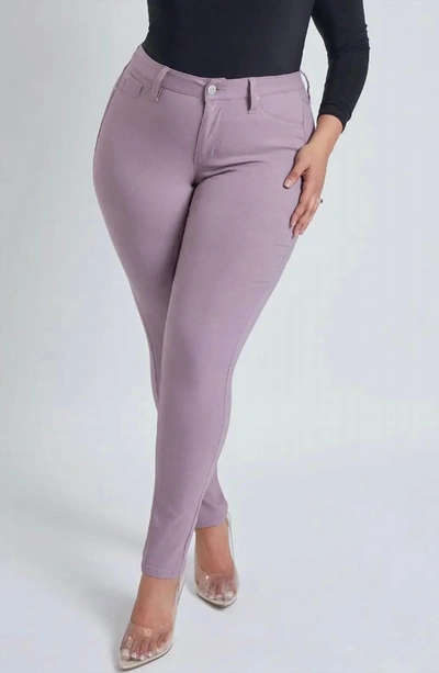 Shop Ymi Hyper Stretch Mid-rise Skinny Jeans In Orchid In Purple