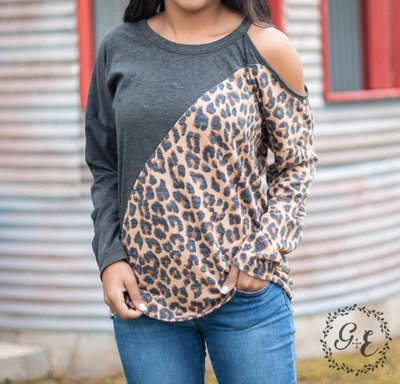 Shop Southern Grace Taking Control Cold Shoulder Long Sleeve Top In Brown In Beige