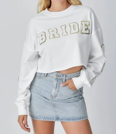 Shop Baevely By Wellmade Bride Patch Sweatshirt In Ivory In White