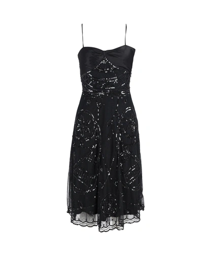 Shop Temperley London Sequined Sleeveless Dress In Black Polyester