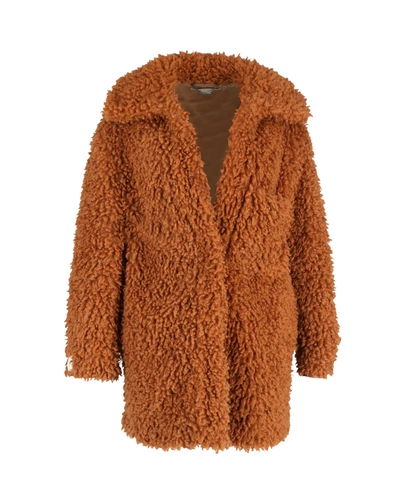 Shop Stella Mccartney Shearling Josephine Coat In Brown Faux Fur