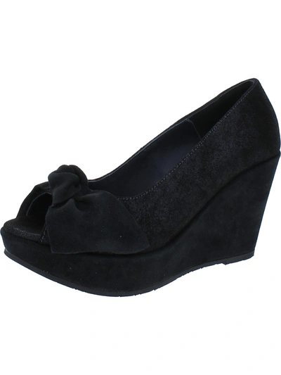 Shop Cordani Roselyn Womens Suede Metallic Wedge Heels In Black