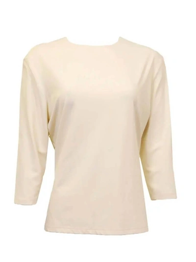Linda Leal Three Quarter Sleeve Shell In Cream In Beige
