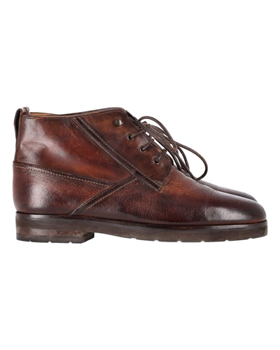 Shop Berluti Lace Up Boots In Brown Leather