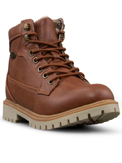 Shop Lugz Mantle Hi Womens Faux Leather Slip Resistant Work & Safety Boot In Brown