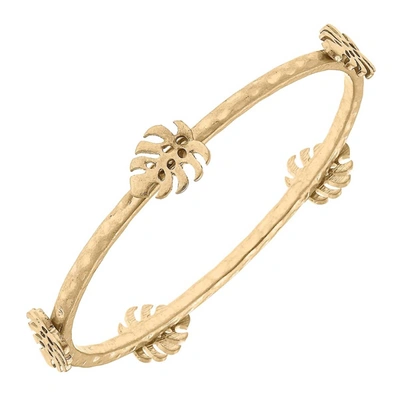 Shop Canvas Style Women's Monstera Leaf Bangle In Worn Gold