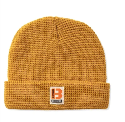 Shop Brixton Waffle Knit Beanie In Gold In Brown