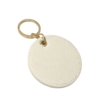 Shop Harper James Lynne Round Keychain In Cream In Gold