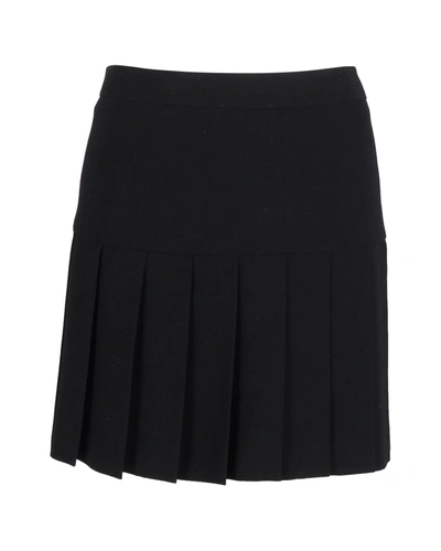 Shop Joseph Pleated Mini Skirt In Black Polyester