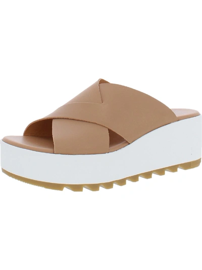 Shop Sorel Cameron Womens Slip On Open Toe Platform Sandals In Beige